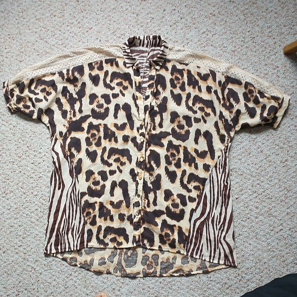 River Island Leopard Print Blouse - Brown and Cream